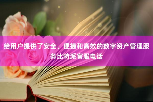 给用户提供了安全、便捷和高效的数字资产管理服务比特派客服电话